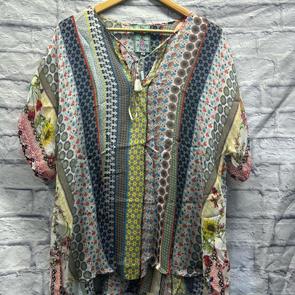 Johnny Was Women’s Boho Peonies Floral Patterned Shirt Medium - Picture 1 of 5